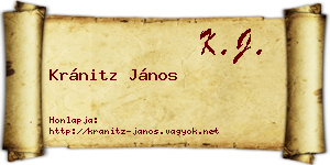 Kránitz János névjegykártya